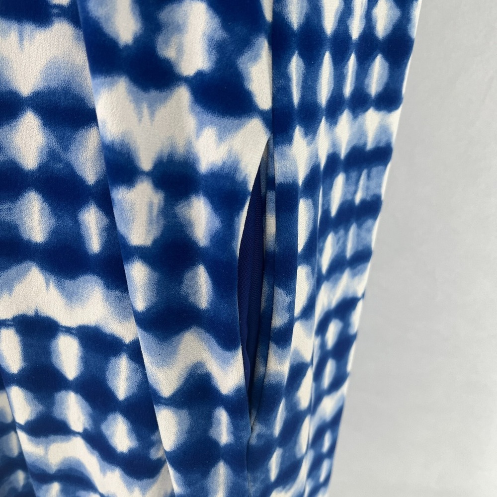 Calvin Klein Women 14 Blue Tie Dye Dress Beach Resort Cruise Pockets - Picture 7 of 13